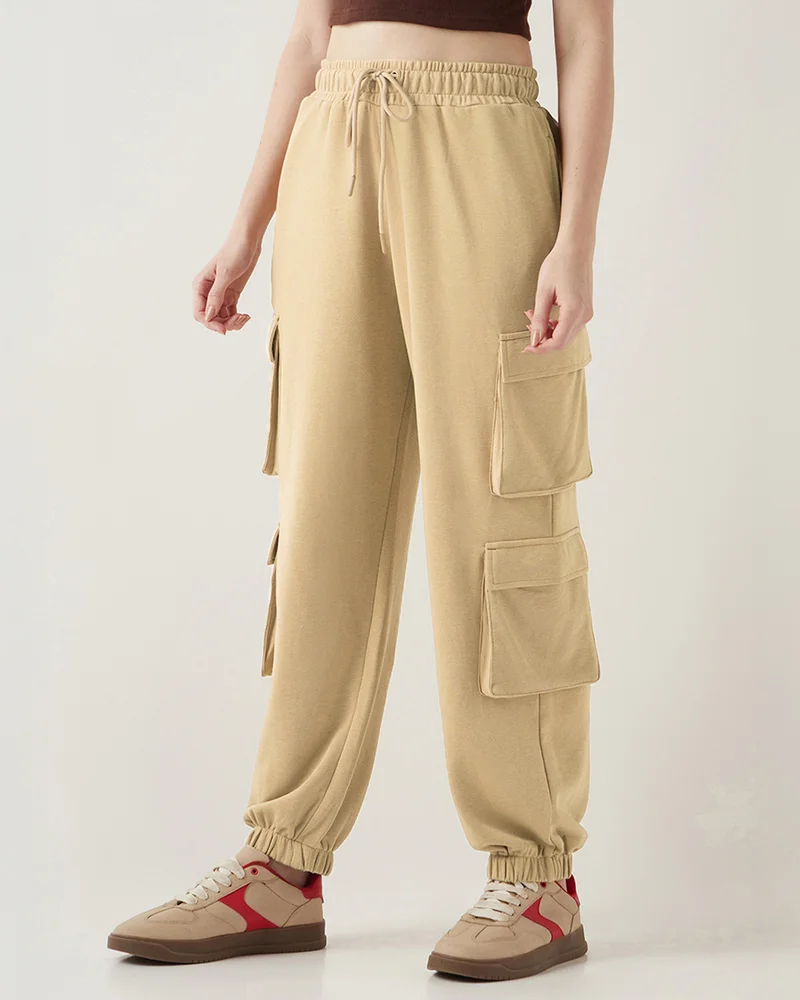 بيواكوف Women's Ginger Root Brown Super Loose Fit Cargo Joggers